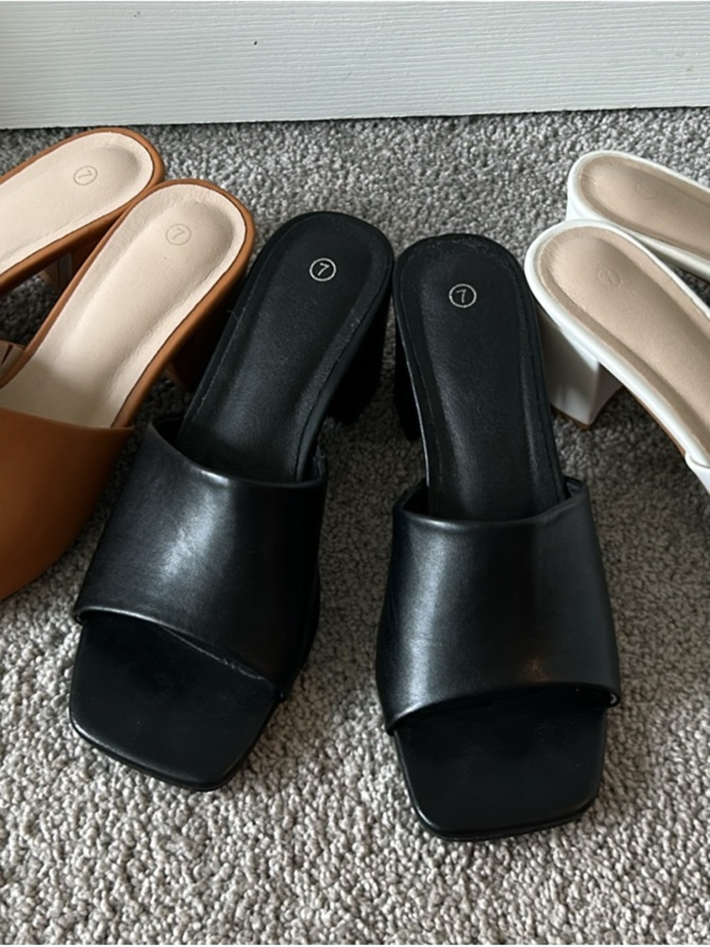 Lot of 3 Classic Open-Toe Block Heel Mules